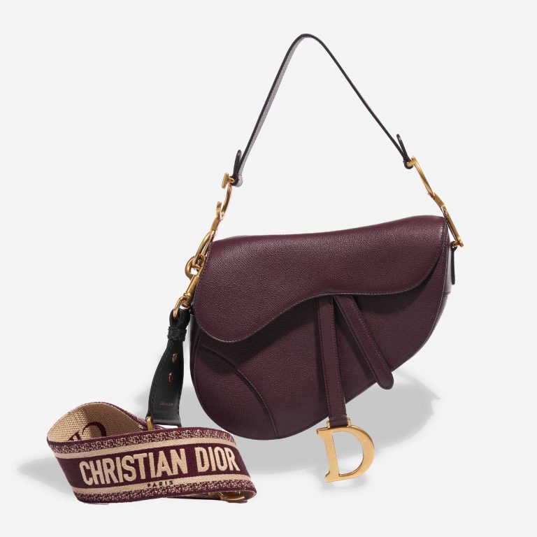 Pre-owned Dior bag Saddle Medium Calf Bordeaux Red Front | Sell your designer bag on Saclab.com