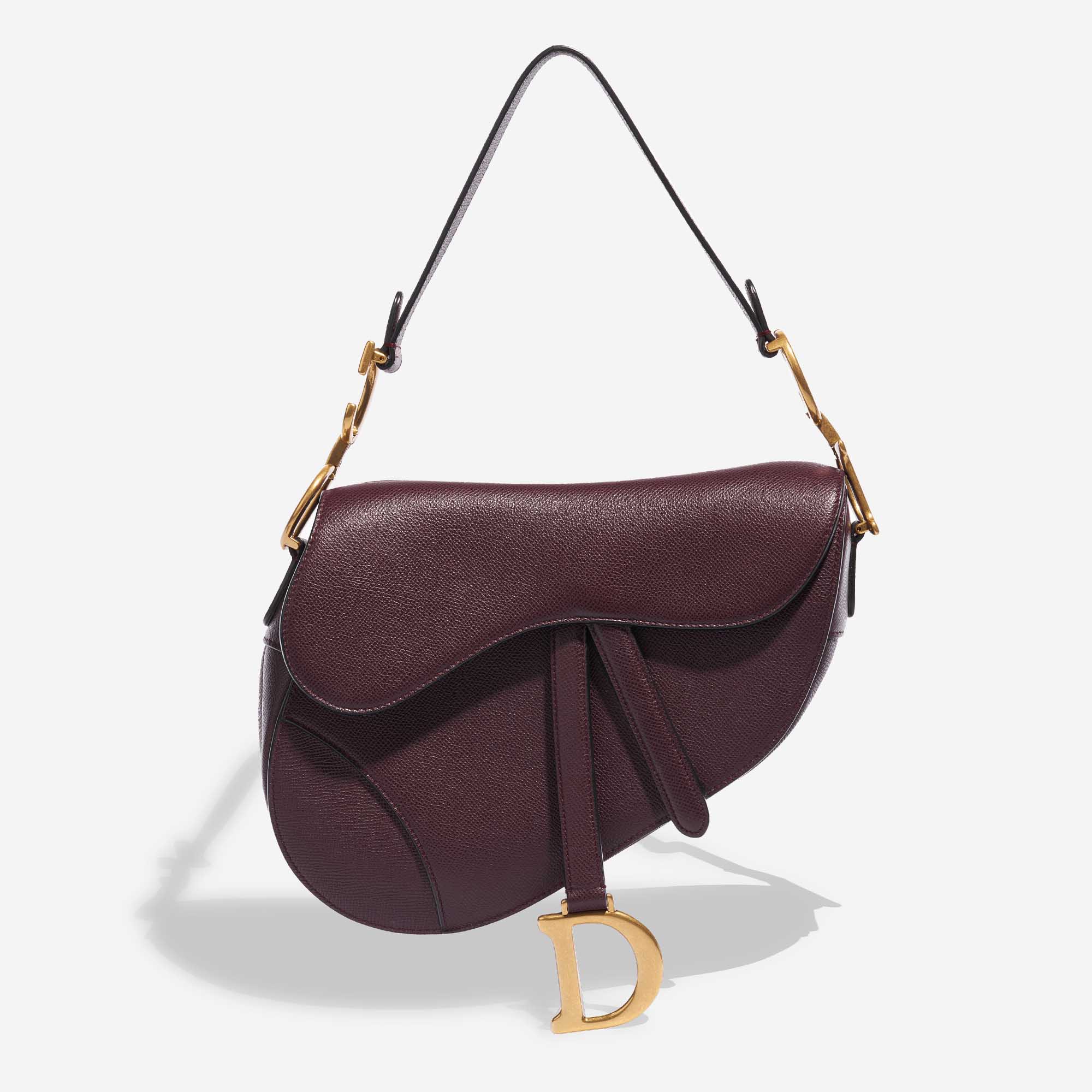 Pre-owned Dior bag Saddle Medium Calf Bordeaux Red Front | Sell your designer bag on Saclab.com