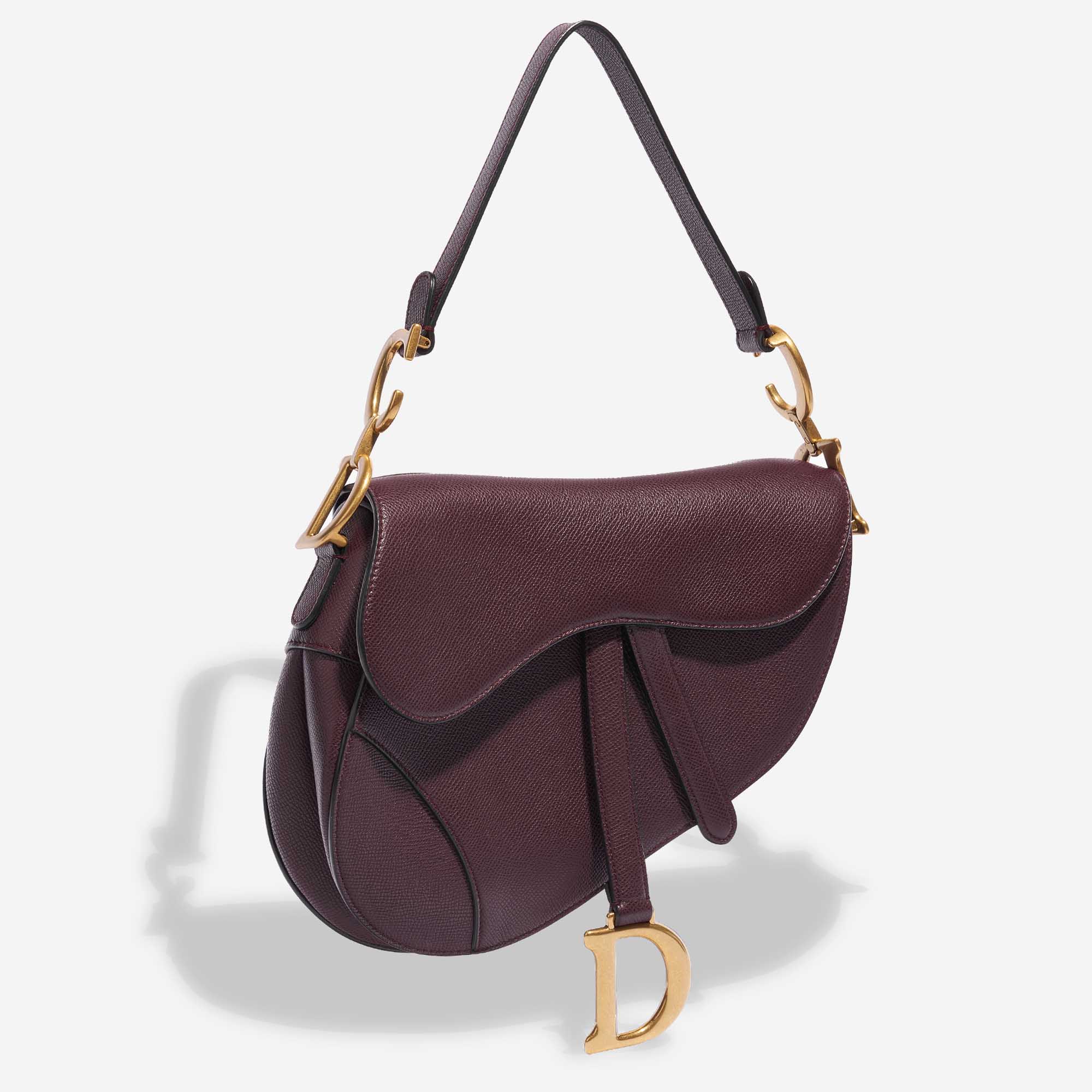 Pre-owned Dior bag Saddle Medium Calf Bordeaux Red Side Front | Sell your designer bag on Saclab.com