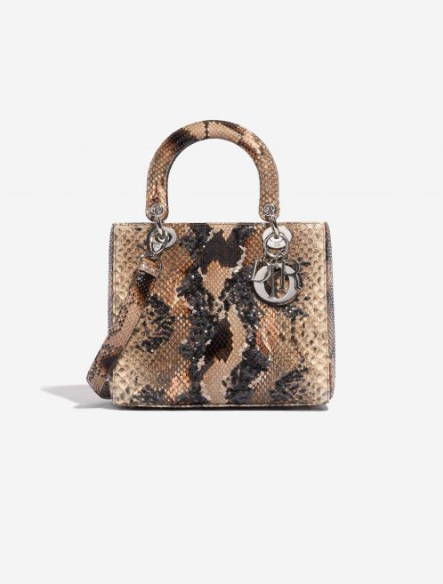 Pre-owned Dior bag Lady Medium Python / Sequins Beige / Black / Orange Beige, Black, Orange Front | Sell your designer bag on Saclab.com