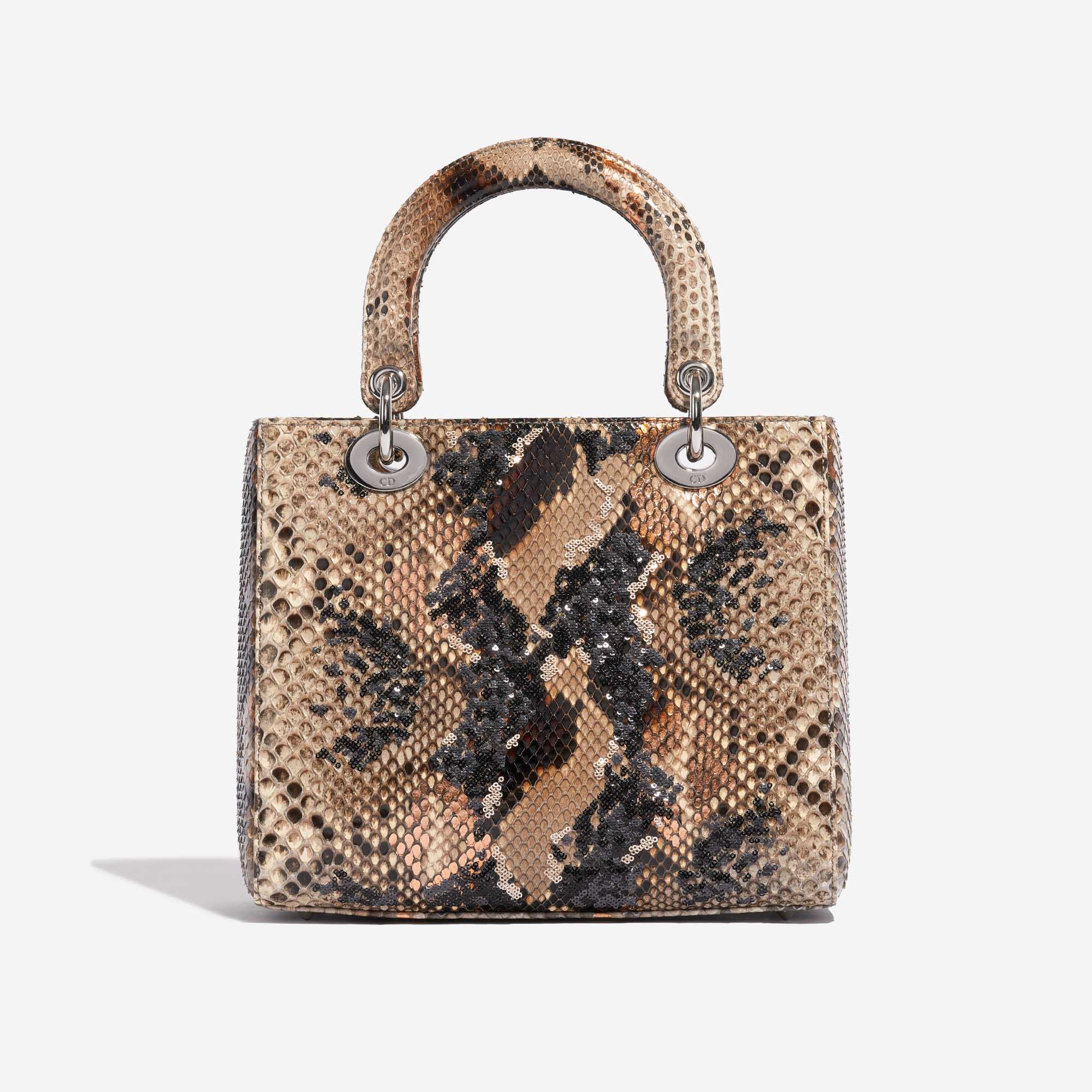 Pre-owned Dior bag Lady Medium Python / Sequins Beige / Black / Orange Beige, Black, Orange Back | Sell your designer bag on Saclab.com
