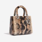 Pre-owned Dior bag Lady Medium Python / Sequins Beige / Black / Orange Beige, Black, Orange Side Front | Sell your designer bag on Saclab.com