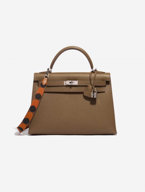 Pre-owned Hermès bag Kelly 32 Epsom Toundra Brown Front | Sell your designer bag on Saclab.com
