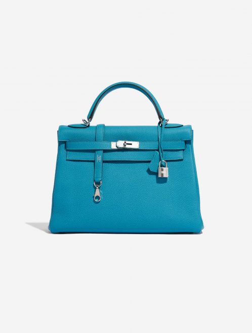 Pre-owned Hermès bag Kelly 32 Togo Blue Izmir Blue Front | Sell your designer bag on Saclab.com