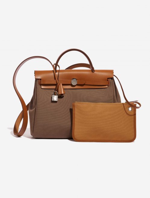 Pre-owned Hermès bag Herbag 31 Toile / Vache Hunter Etoupe-Dune / Fauve Brown Front | Sell your designer bag on Saclab.com