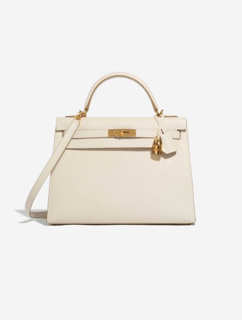Pre-owned Hermès bag Kelly 32 Epsom Craie Grey Front | Sell your designer bag on Saclab.com