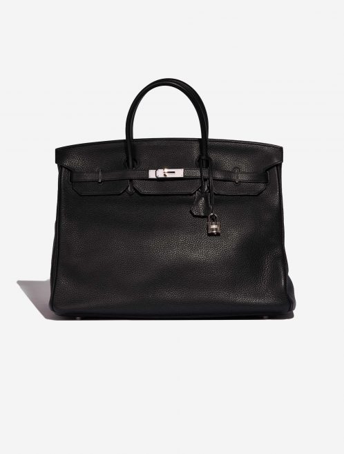 Pre-owned Hermès Tasche Birkin 40 Clemence Schwarz Schwarz Front | Verkaufen Sie Ihre Designer-Tasche auf Saclab.com
