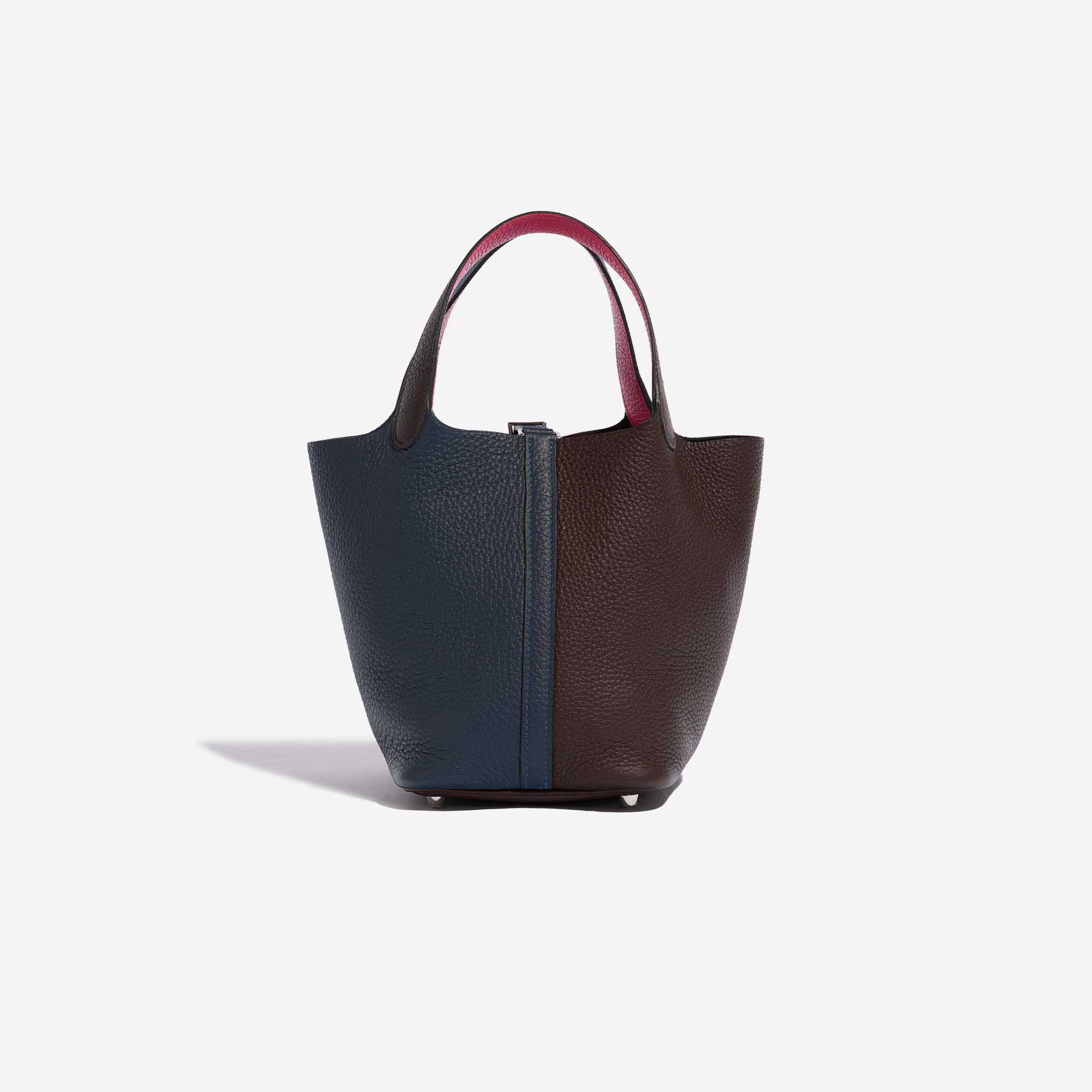 Pre-owned Hermès bag Picotin 18 Taurillon Clemence Bleu Nuit / Rouge Sellier /  Framboise Blue, Pink, Red Back | Sell your designer bag on Saclab.com