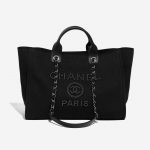 Pre-owned Chanel bag Deauville Medium Canvas Black Black Front | Sell your designer bag on Saclab.com