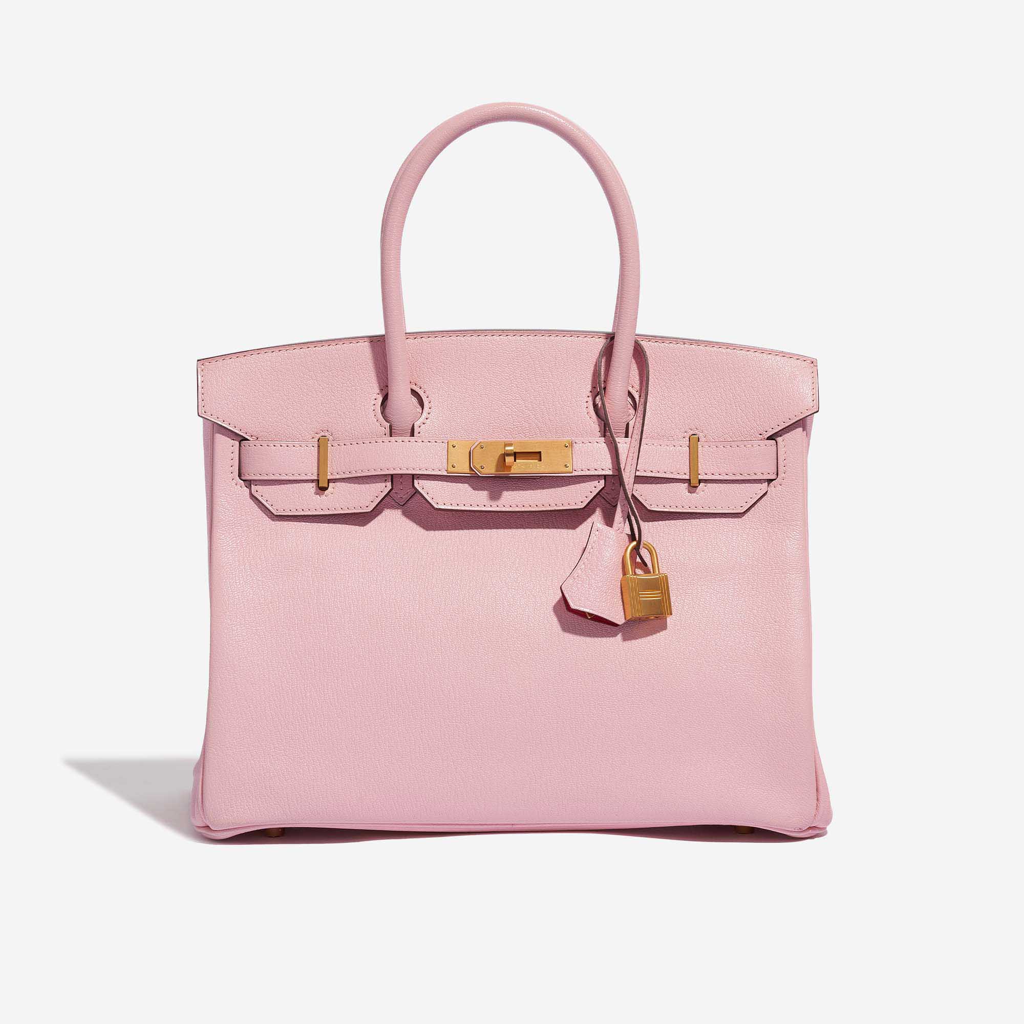 Pre-owned Hermès bag Birkin 30 Custom Made Chèvre Mysore Rose Sakura / Vermillion Pink, Rose Front | Sell your designer bag on Saclab.com
