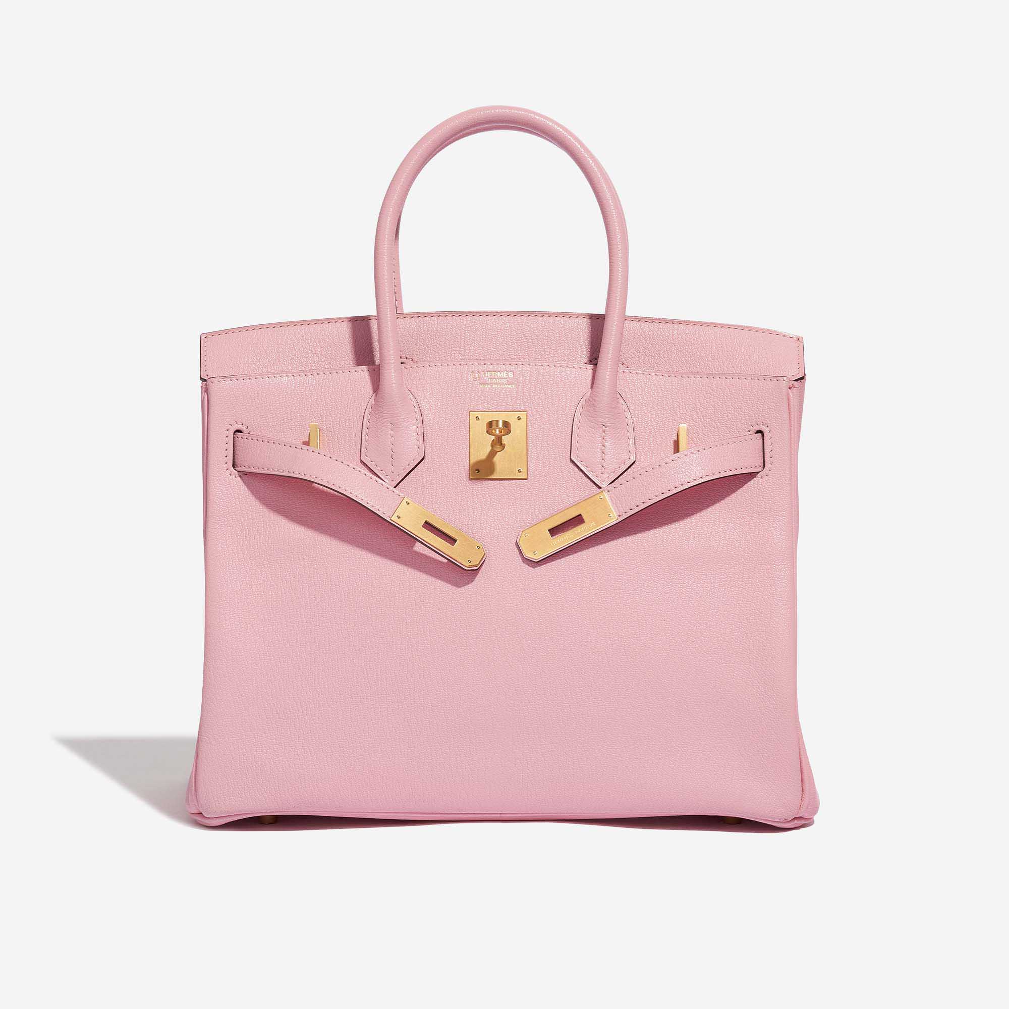 Pre-owned Hermès bag Birkin 30 Custom Made Chèvre Mysore Rose Sakura / Vermillion Pink, Rose Front Open | Sell your designer bag on Saclab.com