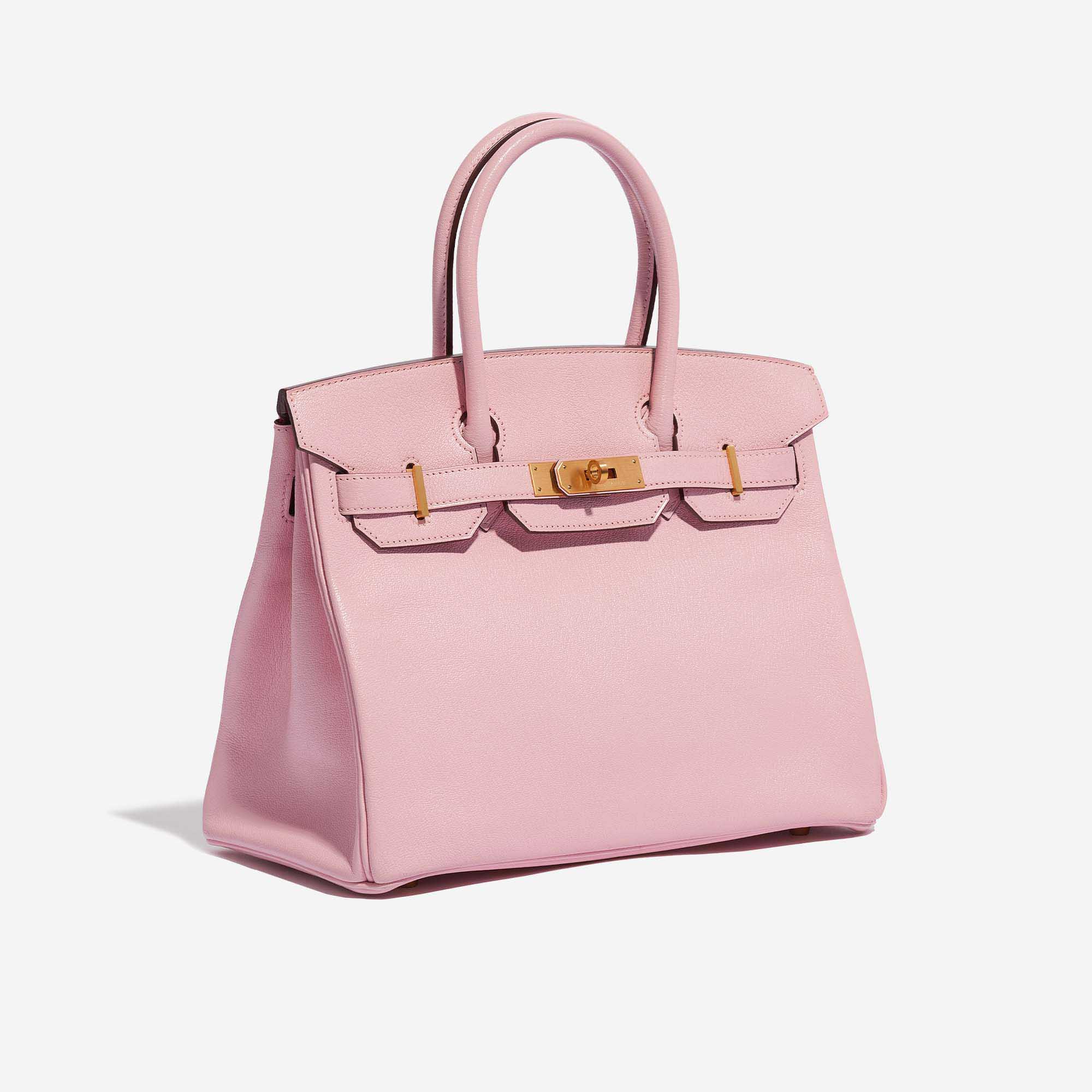 Pre-owned Hermès bag Birkin 30 Custom Made Chèvre Mysore Rose Sakura / Vermillion Pink, Rose Side Front | Sell your designer bag on Saclab.com