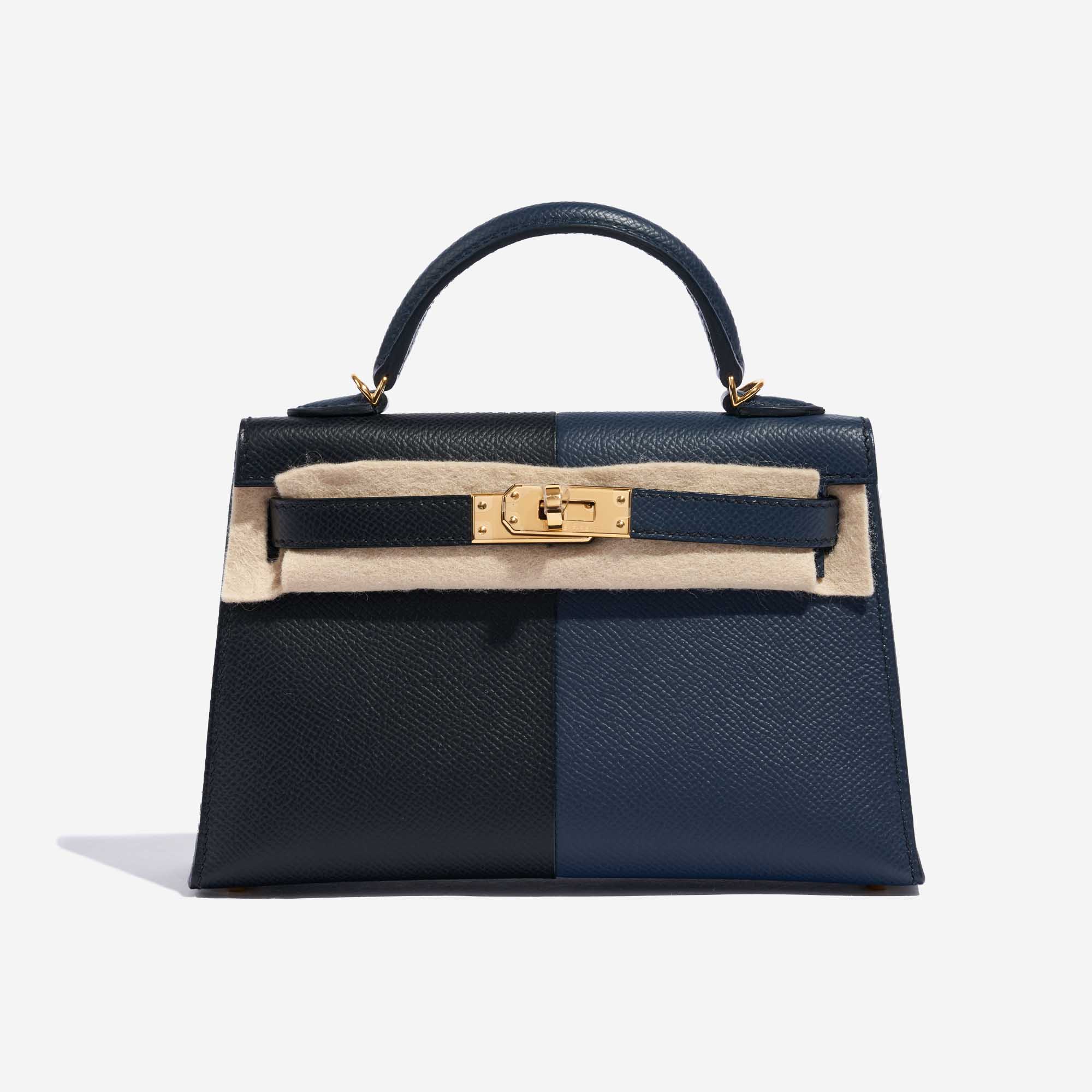 Pre-owned Hermès Tasche Kelly Mini Epsom Blau Indigo / Schwarz / Rouge Casaque Schwarz, Blau Front Velt | Verkaufen Sie Ihre Designer-Tasche auf Saclab.com