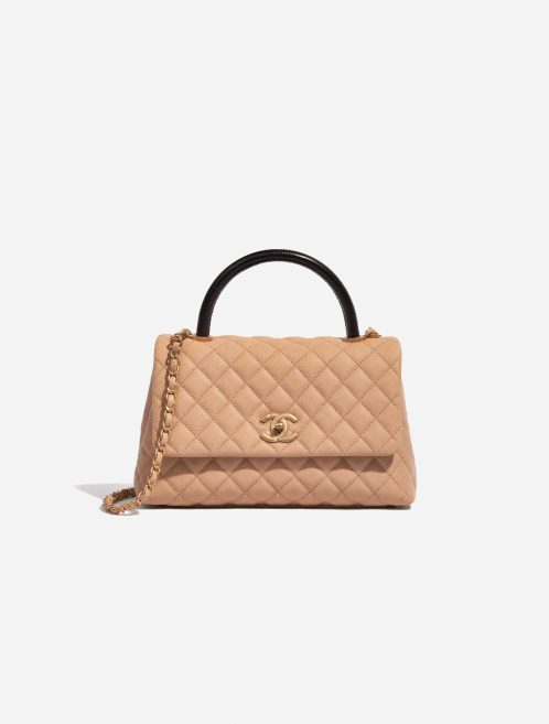 Pre-owned Chanel bag Timeless Handle Medium Caviar Beige Beige Front | Sell your designer bag on Saclab.com