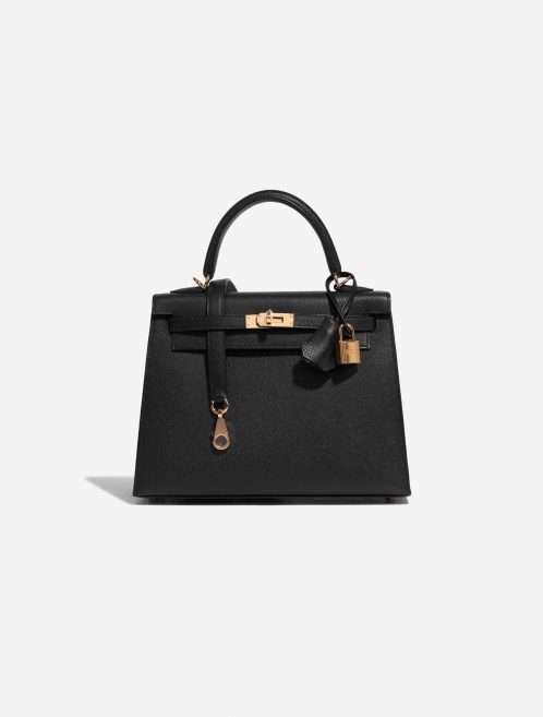 Pre-owned Hermès Tasche Kelly 25 Epsom Schwarz Schwarz Front | Verkaufen Sie Ihre Designer-Tasche auf Saclab.com
