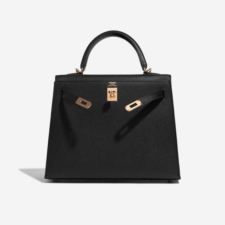 Pre-owned Hermès bag Kelly 25 Epsom Black Black Front Open | Sell your designer bag on Saclab.com