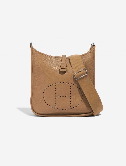 Pre-owned Hermès bag Evelyne 29 Clemence Tabac Camel Brown Front | Sell your designer bag on Saclab.com