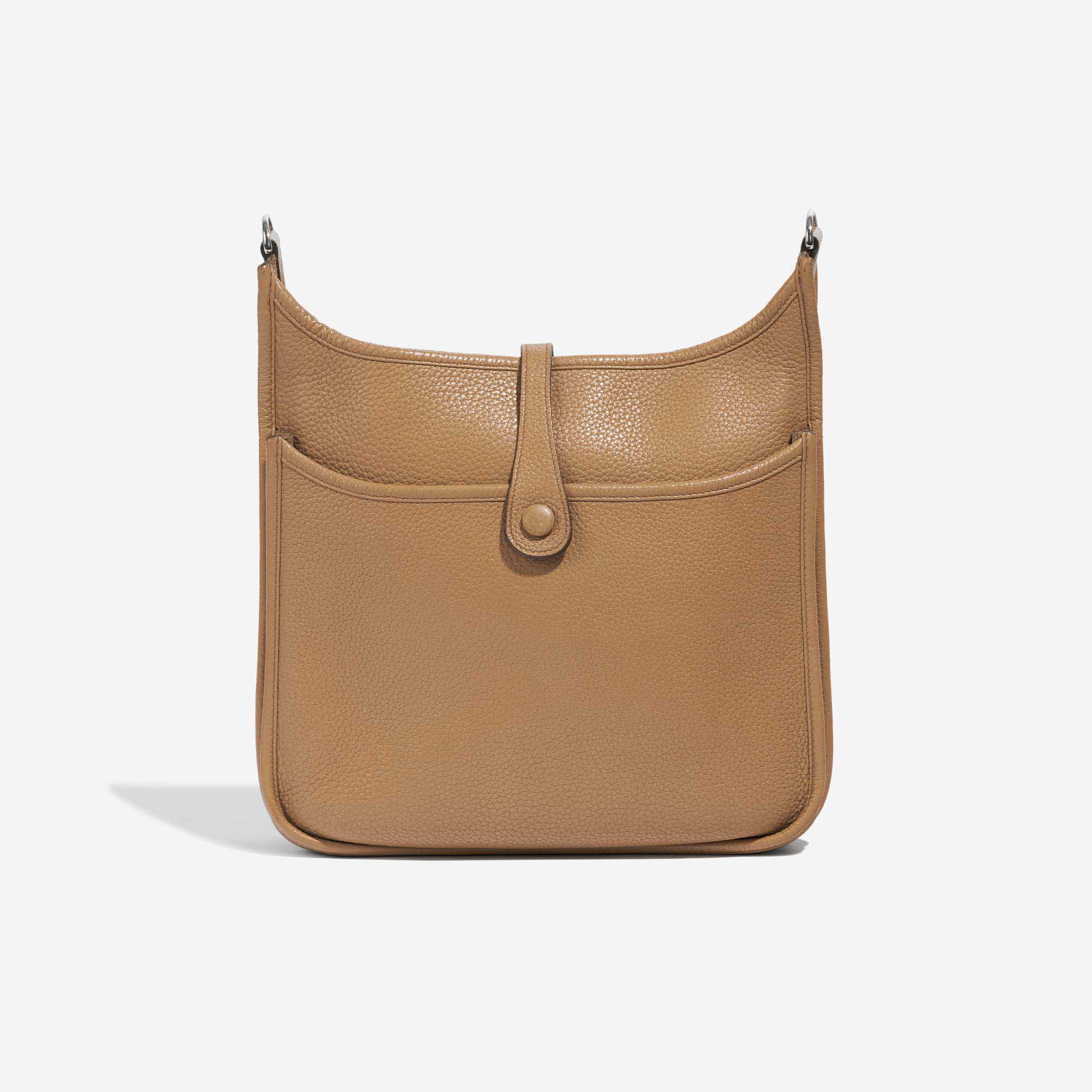 Pre-owned Hermès bag Evelyne 29 Clemence Tabac Camel Brown Back | Sell your designer bag on Saclab.com