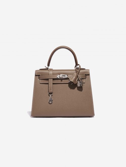 Pre-owned Hermès bag Kelly 25 Epsom Etoupe Brown Front | Sell your designer bag on Saclab.com