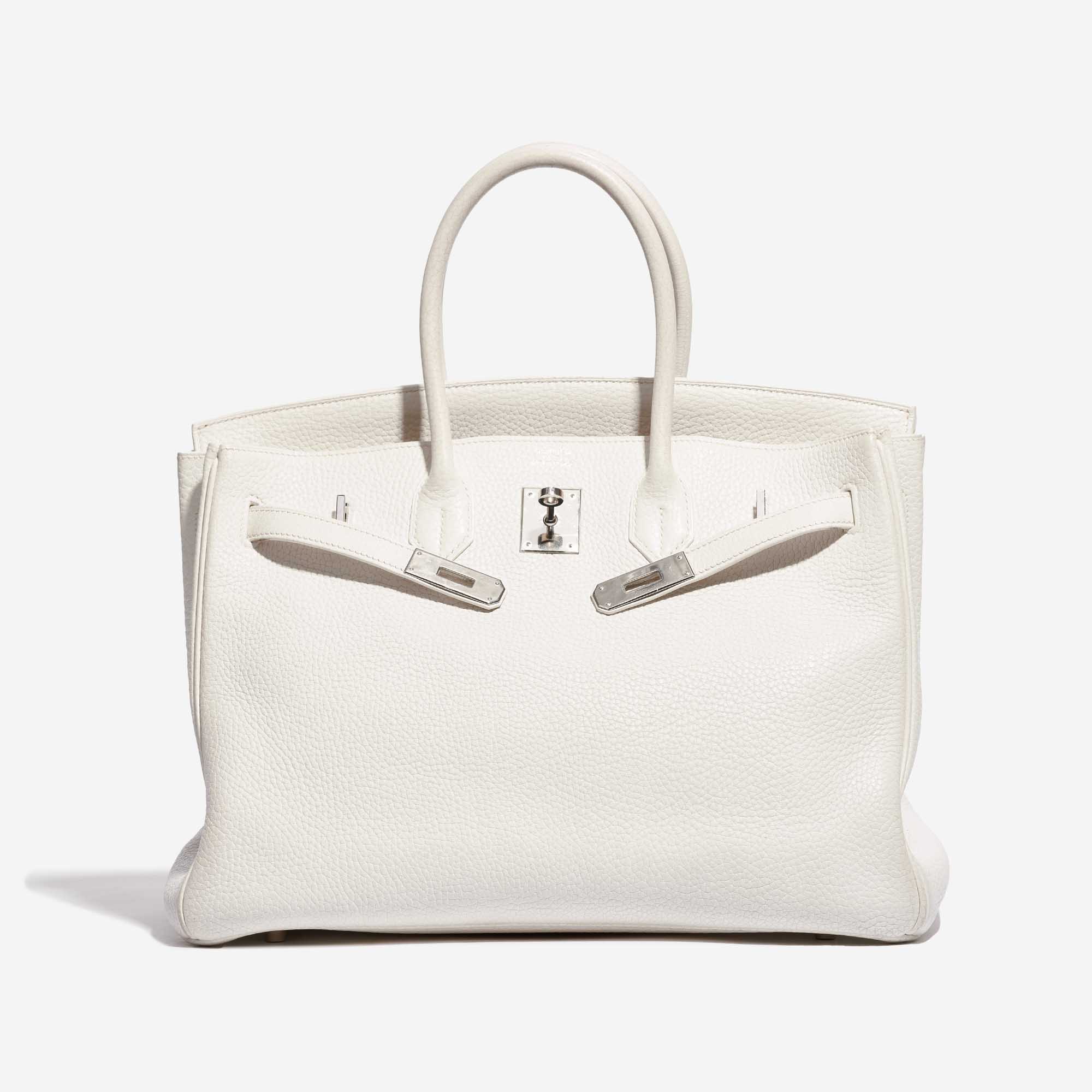 Pre-owned Hermès bag Birkin 35 Clemence White White Front Open | Verkaufen Sie Ihre Designer-Tasche auf Saclab.com