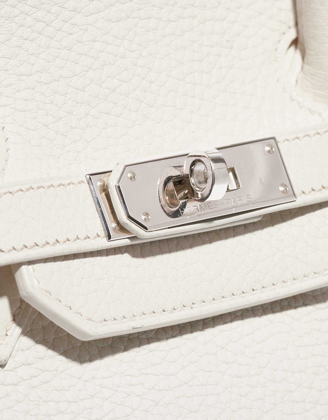Gebrauchte Hermès Tasche Birkin 35 Clemence Weiß Weiß Verschluss-System | Verkaufen Sie Ihre Designer-Tasche auf Saclab.com