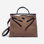 Pre-owned Hermès bag Herbag 31 Canvas / Vache Hunter  Etoupe / Blue Indigo Brown Front Open | Sell your designer bag on Saclab.com