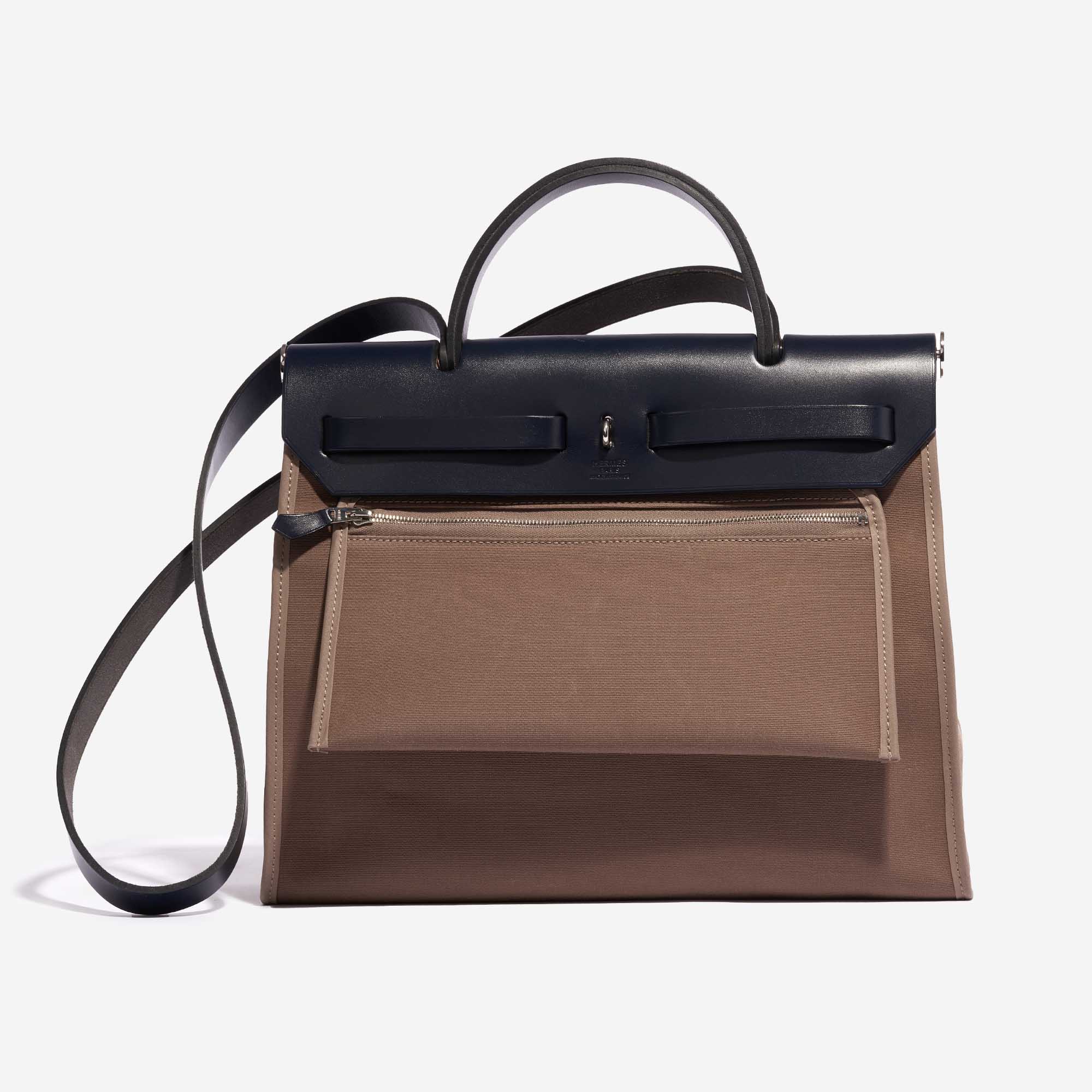Hermès Herbag 39 Canvas Handbag-Fauve Etoupe Gold Hardware
