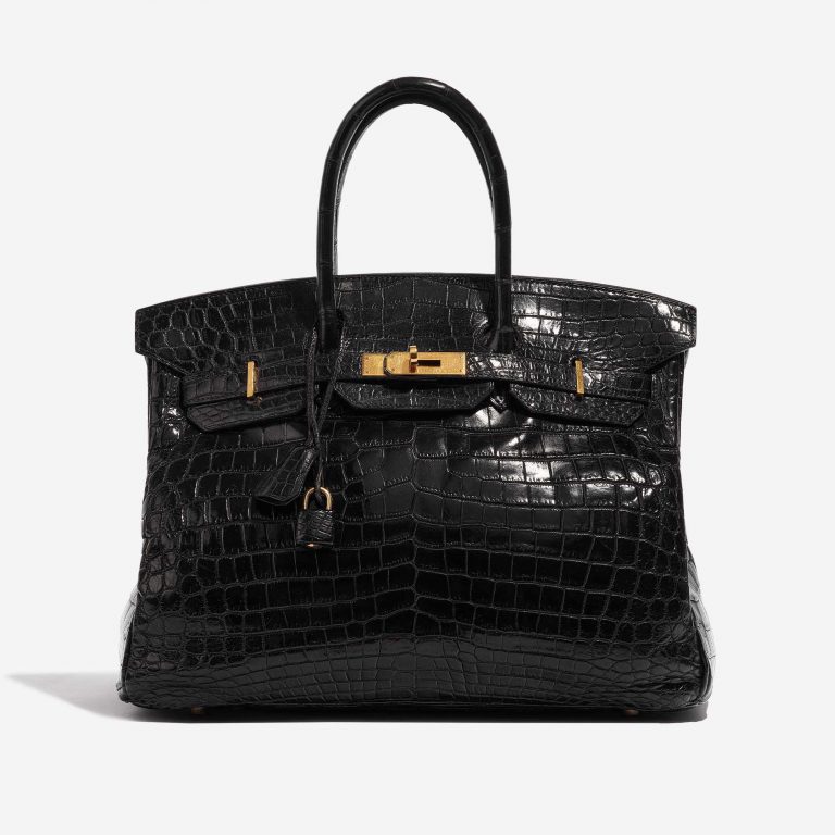 Pre-owned Hermès bag Birkin 35 Niloticus Crocodile Black Black Front | Sell your designer bag on Saclab.com