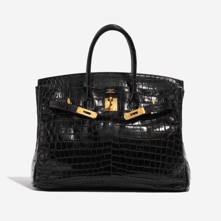 Pre-owned Hermès bag Birkin 35 Niloticus Crocodile Black Black Front Open | Sell your designer bag on Saclab.com