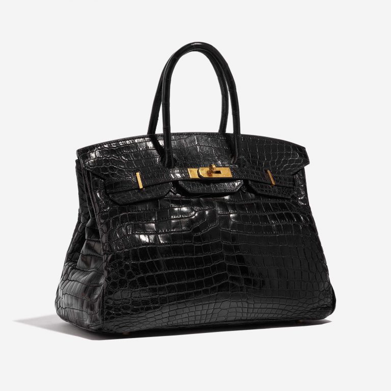 Pre-owned Hermès bag Birkin 35 Niloticus Crocodile Black Black Side Front | Sell your designer bag on Saclab.com