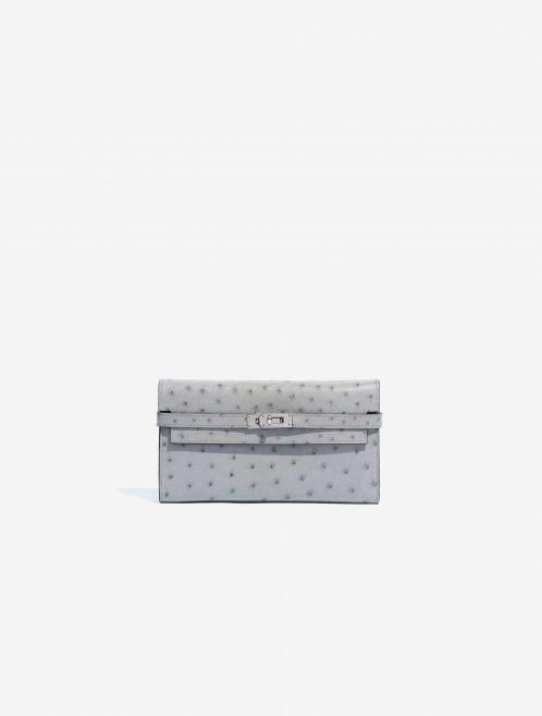 Pre-owned Hermès bag Kelly Wallet Ostrich Blue Glacier Blue Front | Sell your designer bag on Saclab.com