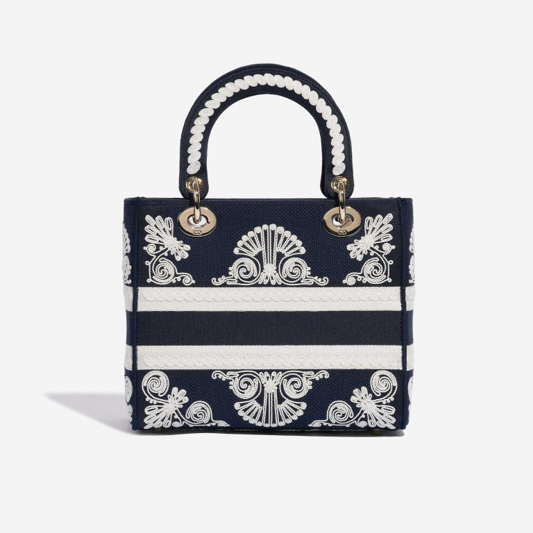 Gebrauchte Dior Tasche Lady D-Lite Medium Canvas Blau / Weiß Blau, Weißer Rücken | Verkaufen Sie Ihre Designer-Tasche auf Saclab.com