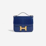 Pre-owned Hermès bag Constance 18 Salvator Lizard Blue Sapphire Blue Front | Sell your designer bag on Saclab.com