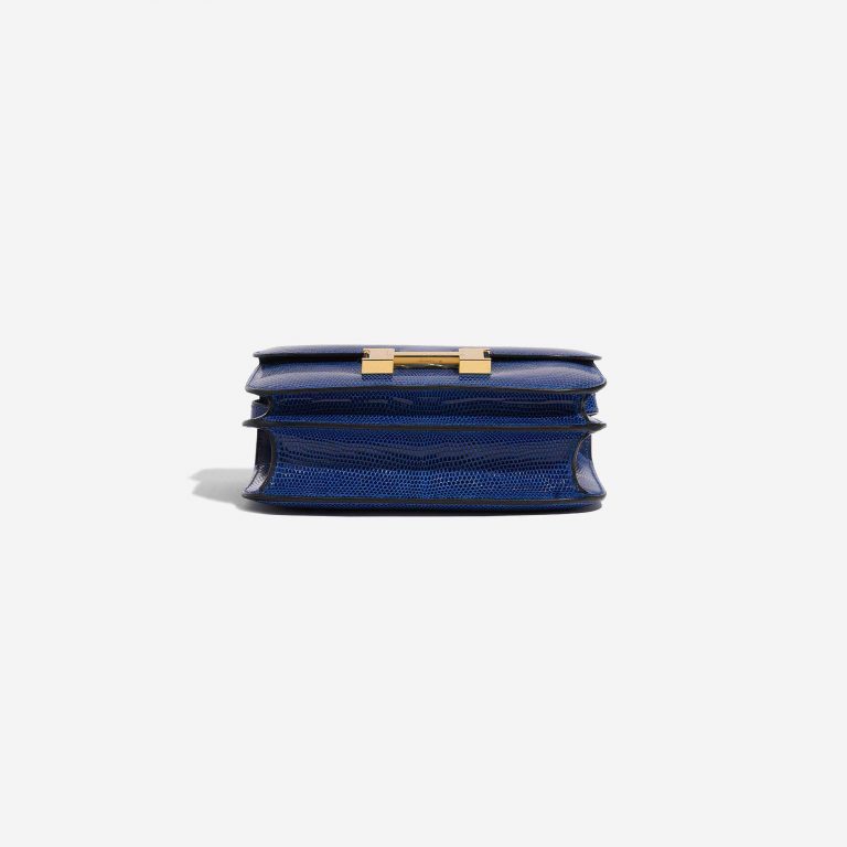 Pre-owned Hermès bag Constance 18 Salvator Lizard Blue Sapphire Blue Bottom | Sell your designer bag on Saclab.com