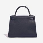 Pre-owned Hermès bag Kelly 28 Lettre R Clemence / Tadelakt Blue Nuit / Blue Brighton / Terre Battue Blue, Dark blue, Red Back | Sell your designer bag on Saclab.com
