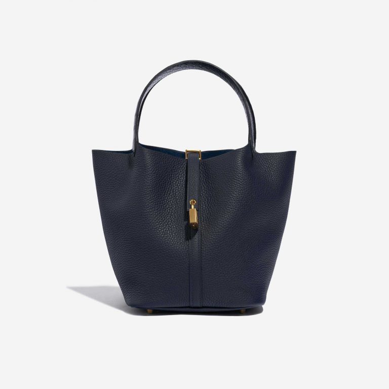 Gebrauchte Hermès Tasche Picotin Touch 22 Matte Alligator / Clemence Blue Nuit / Blue Marine Blue Front | Verkaufen Sie Ihre Designer-Tasche auf Saclab.com