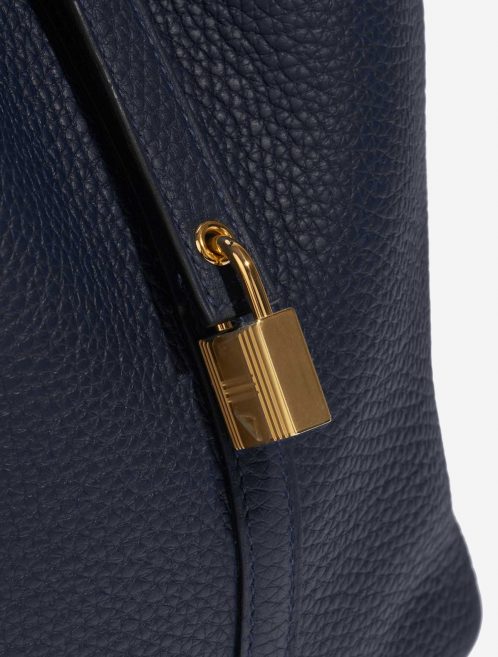 Pre-owned Hermès bag Picotin Touch 22 Matte Alligator / Clemence Blue Nuit / Blue Marine Blue Closing System | Sell your designer bag on Saclab.com