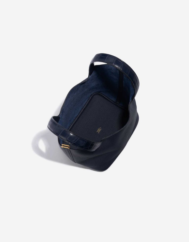 Gebrauchte Hermès Tasche Picotin Touch 22 Matte Alligator / Clemence Blue Nuit / Blue Marine Blue Inside | Verkaufen Sie Ihre Designer-Tasche auf Saclab.com