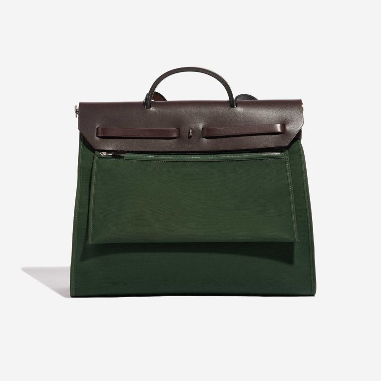 Sac Hermès d'occasion Herbag 39 Toile / Vache Hunter Vert Anglais / Ebene Brown, Green Back | Vendez votre sac de créateur sur Saclab.com