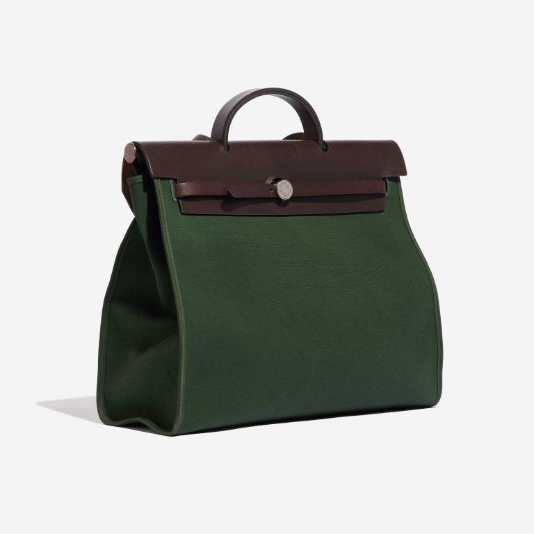 Sac Hermès d'occasion Herbag 39 Toile / Vache Hunter Vert Anglais / Ebene Brown, Green Side Front | Vendez votre sac de créateur sur Saclab.com