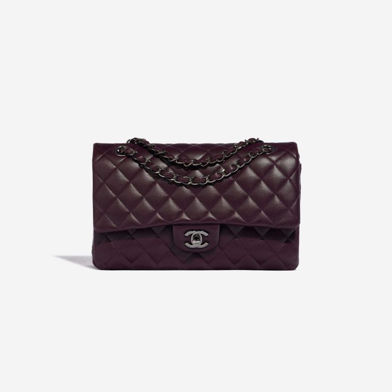 Pre-owned Chanel bag Timeless Medium Lamb Aubergine Purple Violet Front | Sell your designer bag on Saclab.com