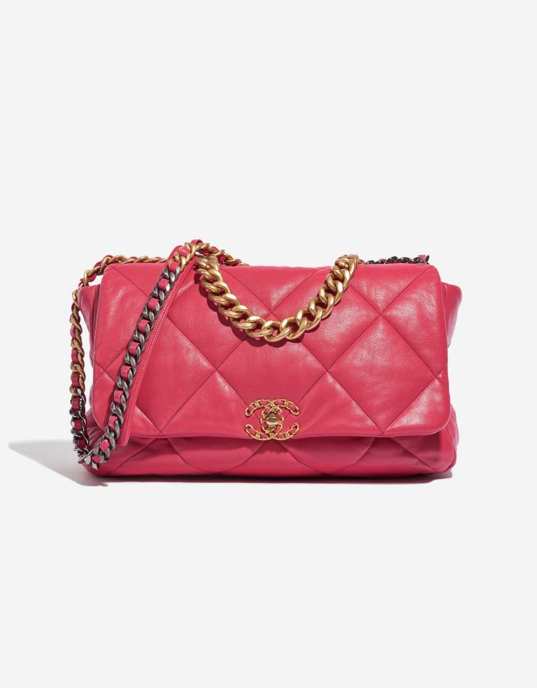 Pre-owned Chanel bag 19 Maxi Flap Bag Lamb Pink Pink Front | Sell your designer bag on Saclab.com