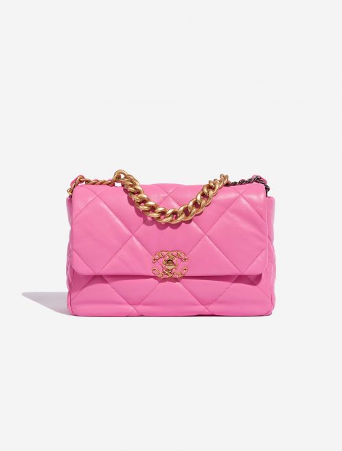 Pre-owned Chanel bag 19 Large Flap Bag Lamb Rose Rose Front | Sell your designer bag on Saclab.com