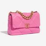 Pre-owned Chanel bag 19 Large Flap Bag Lamb Rose Rose Side Front | Sell your designer bag on Saclab.com