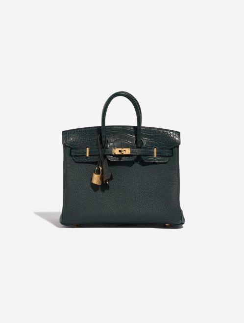 Pre-owned Hermès bag Birkin Touch 25 Togo / Matte Alligator Vert Cypress Green Front | Sell your designer bag on Saclab.com