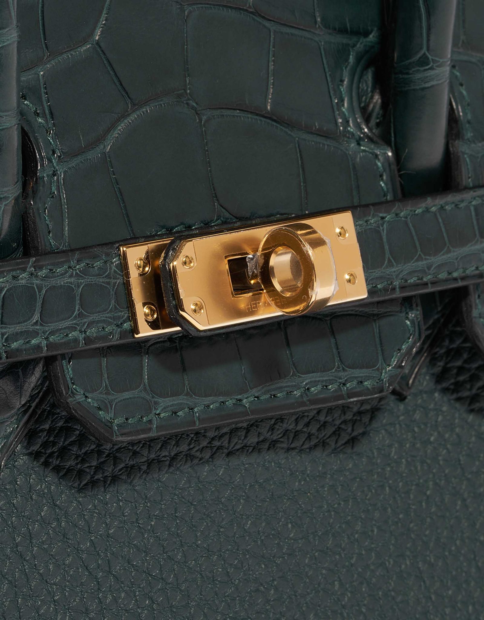 Hermès Birkin Touch 25 Togo / Matte Alligator Vert Cypress | SACLÀB