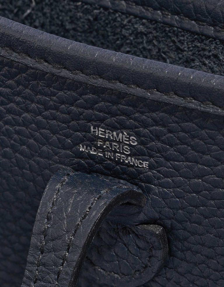 Pre-owned Hermès bag Evelyne 16 Clemence Blue Nuit Blue Logo | Sell your designer bag on Saclab.com