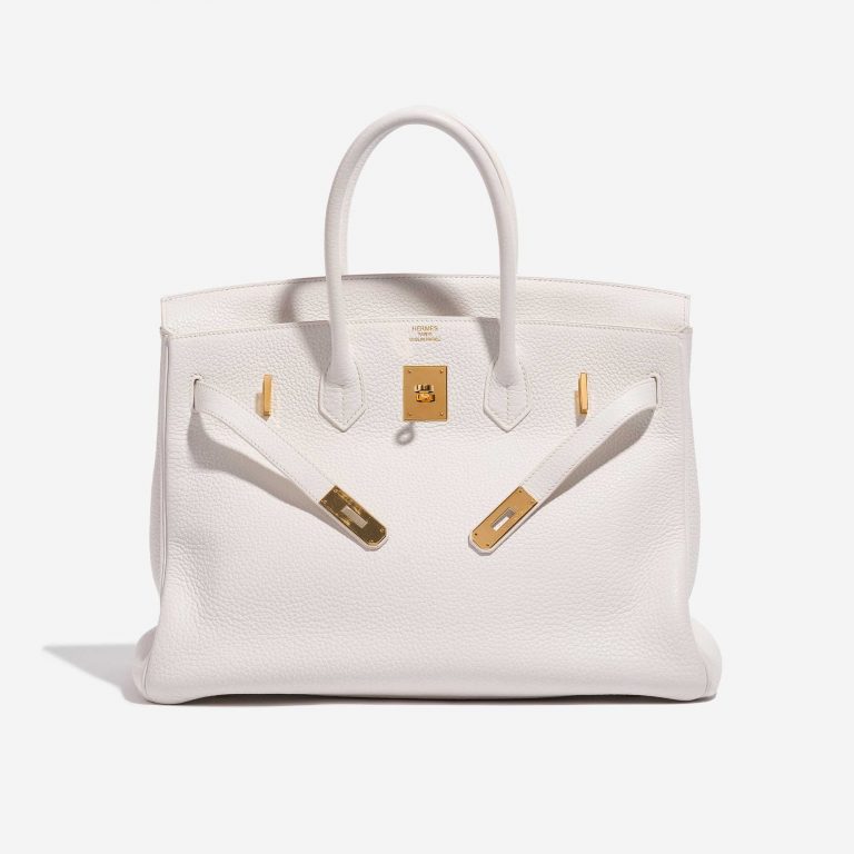 Pre-owned Hermès bag Birkin 35 Clemence White White Front Open | Sell your designer bag on Saclab.com