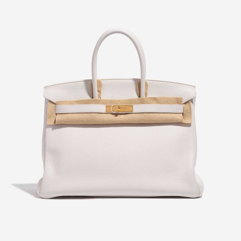 Pre-owned Hermès bag Birkin 35 Clemence White White Front Velt | Sell your designer bag on Saclab.com