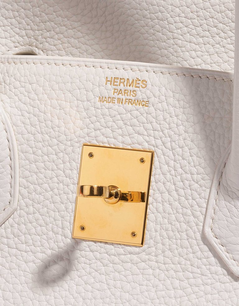 Pre-owned Hermès bag Birkin 35 Clemence White White Logo | Sell your designer bag on Saclab.com